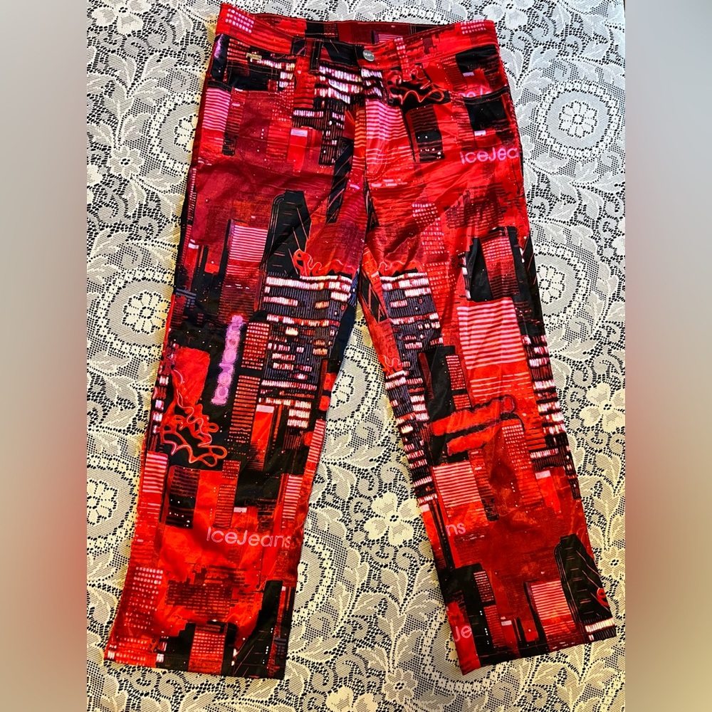 Vintage Y2K Red Graphic ICE jeans - Size 4